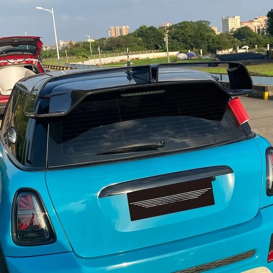 GP3 Style Wet Carbon Fiber Polished Finish Rear Spoiler for MINI  S JCW R56 2007-2012 Double Deck Roof Wing